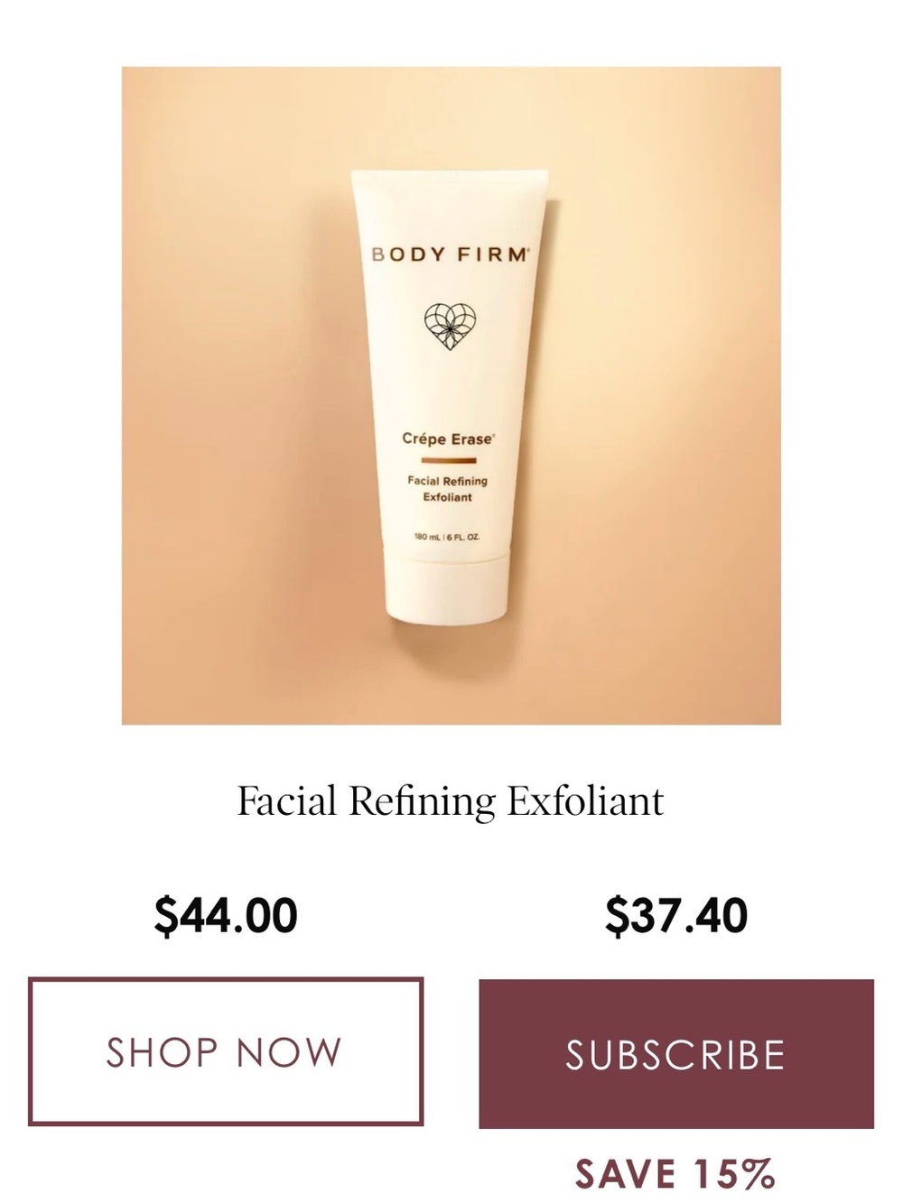 Body Firm Crêpe Erase Facial Refining Exfoliant — Cream